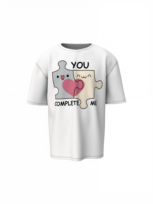 You Complete Me Oversized T-Shirt Romantic Graphic Style