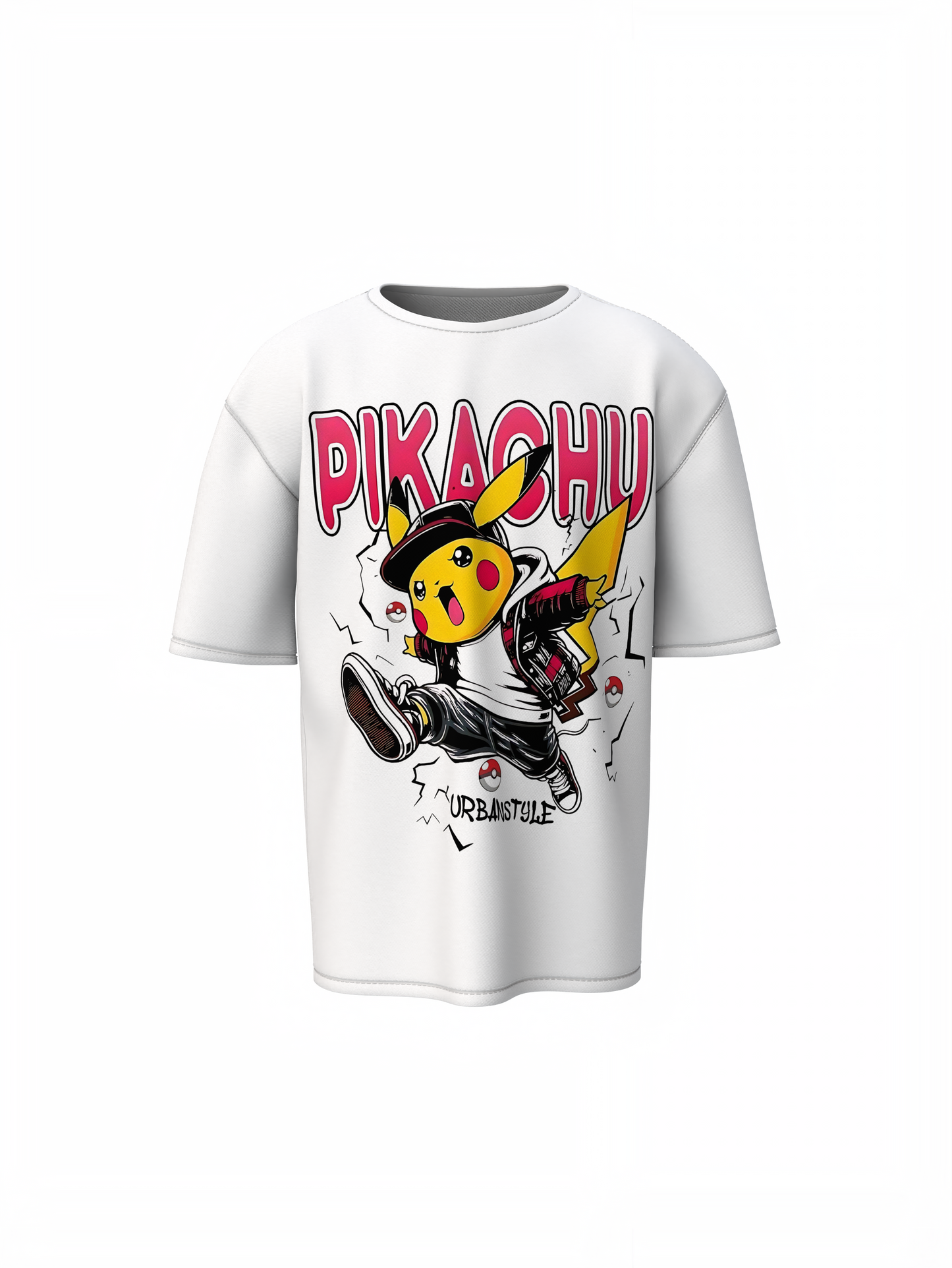 Pikachu Urbanstyle White T-Shirt – Stylish Oversized Streetwear
