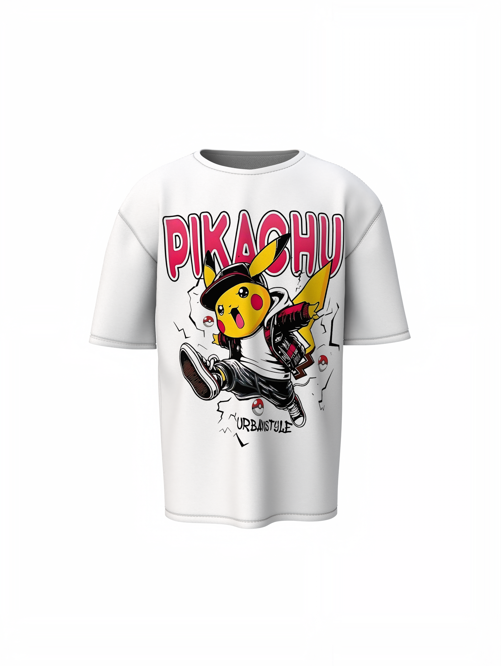 Pikachu Urbanstyle White T-Shirt – Stylish Oversized Streetwear