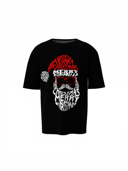 Santa Face Oversized T-Shirts for Festive Casual Streetwear