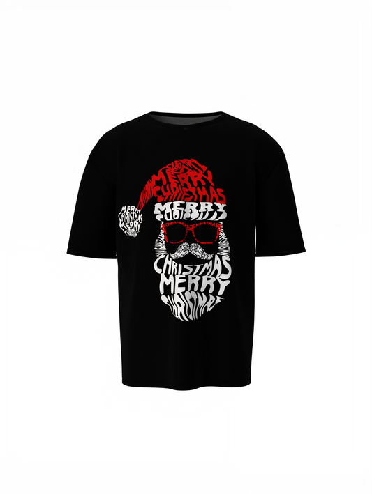Santa Face Oversized T-Shirts for Festive Casual Streetwear