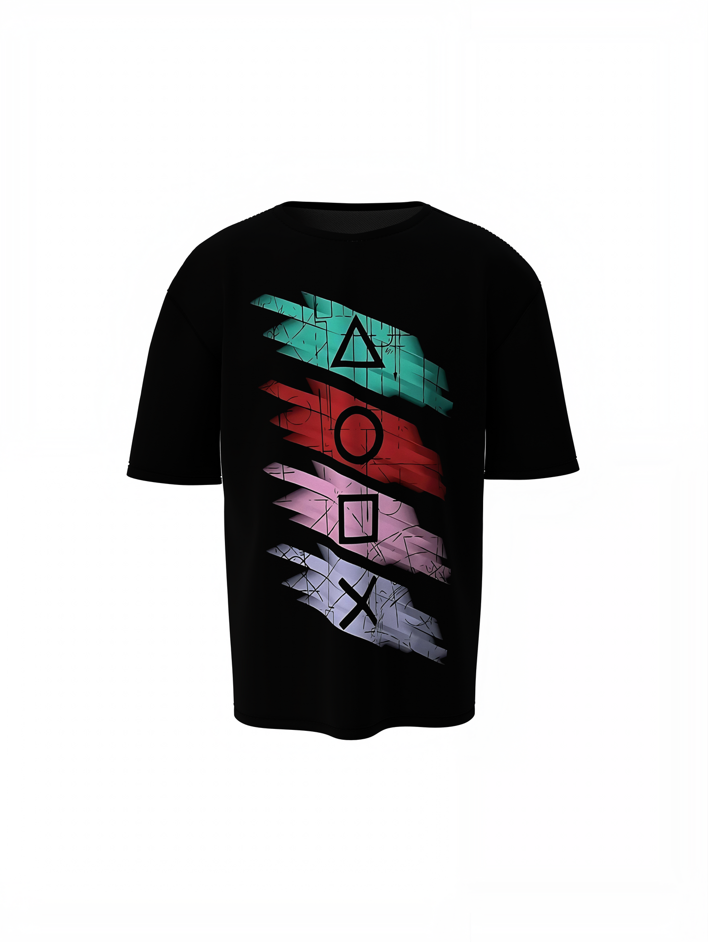 Shapes Graphic Oversized T-Shirt Trendy Abstract Streetwear