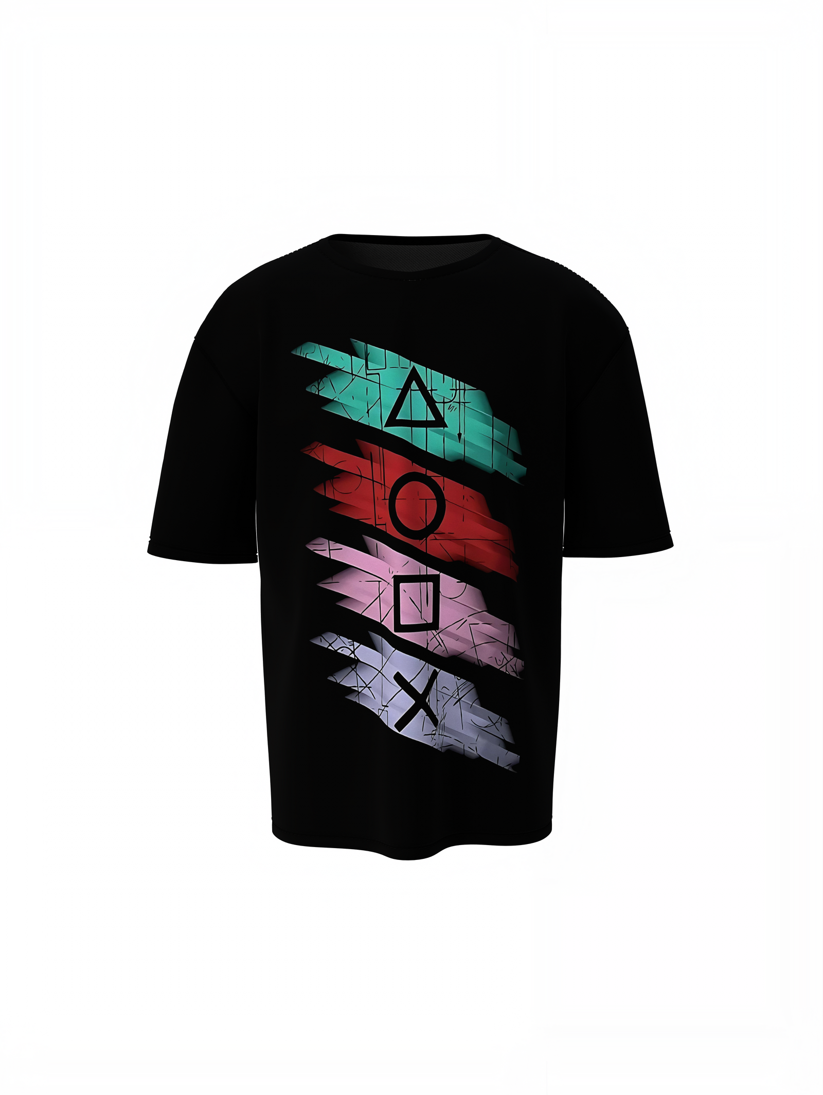 Shapes Graphic Oversized T-Shirt Trendy Abstract Streetwear