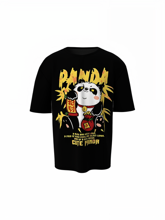 Cute Panda Oversized T-Shirt Playful Graphic Streetwear