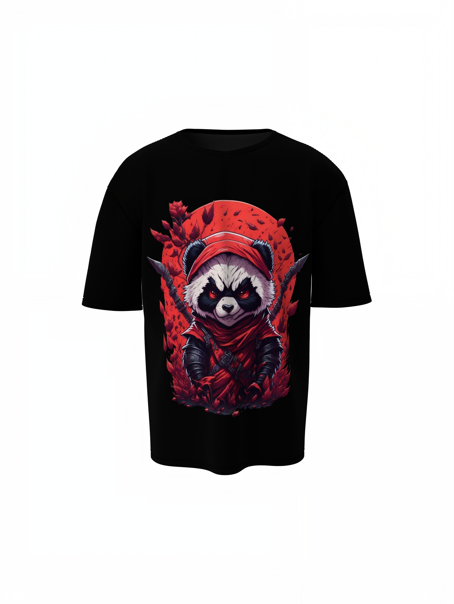 Warrior Panda Black Oversized T-Shirt Unisex Daily Tee