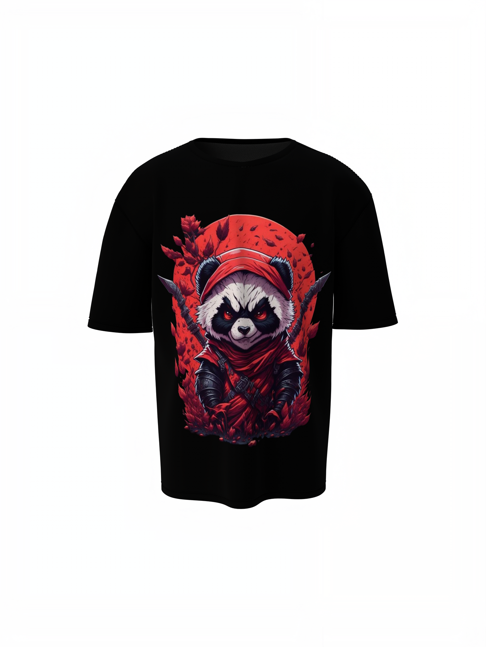 Warrior Panda Black Oversized T-Shirt Unisex Daily Tee