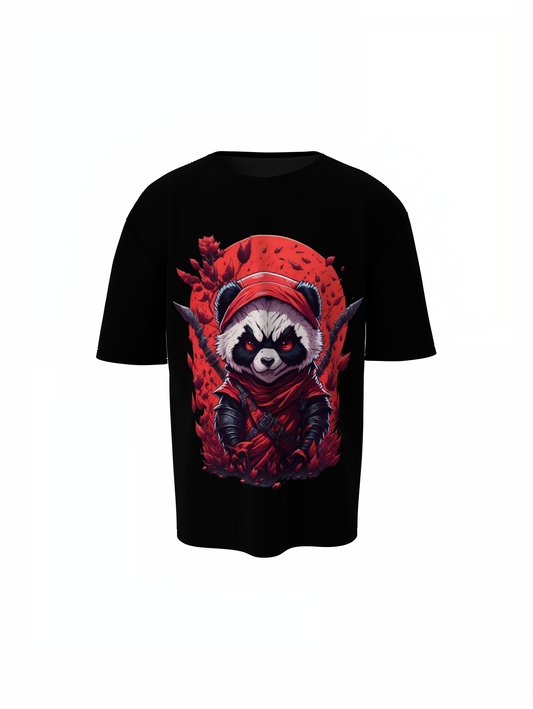 Warrior Panda Black Oversized T-Shirt Unisex Daily Tee