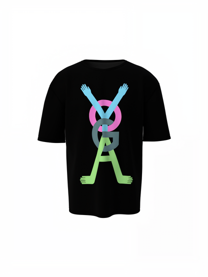 Yoga Graphic Black Oversized T-Shirt for Calm Streetwear Style