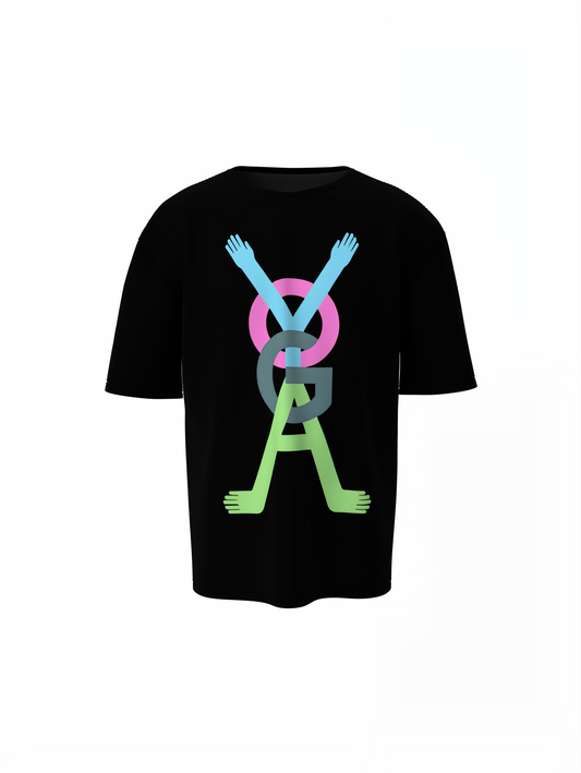 Yoga Graphic Black Oversized T-Shirt for Calm Streetwear Style