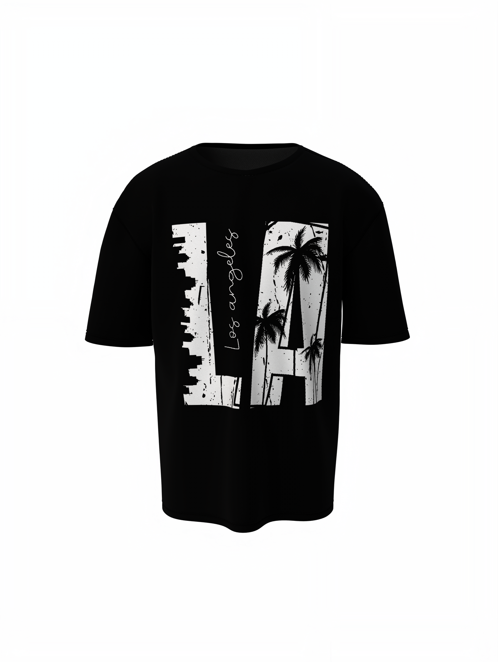 LA Oversized T-Shirts Casual Wear Graphic Tee Unisex