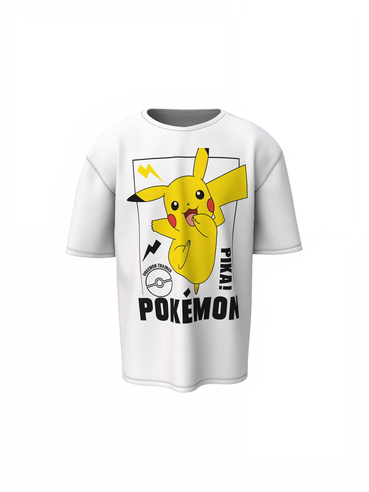 Pokemon Trainca Oversized White T-Shirt – Relaxed Fit Graphic