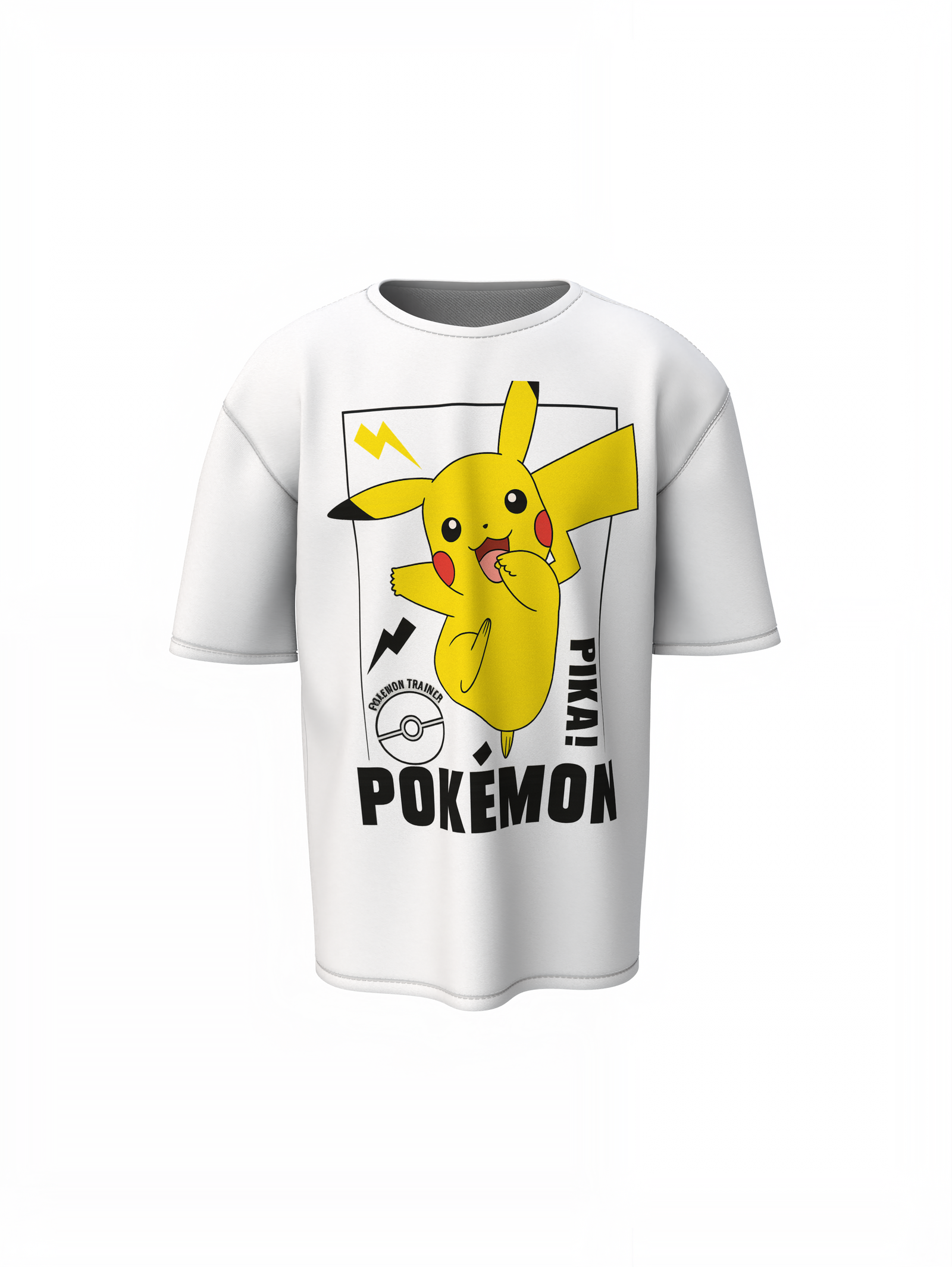 Pokemon Trainca Oversized White T-Shirt – Relaxed Fit Graphic