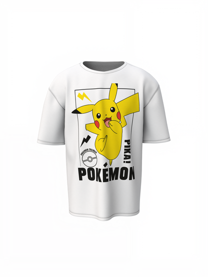 Pokemon Trainca Oversized White T-Shirt – Relaxed Fit Graphic