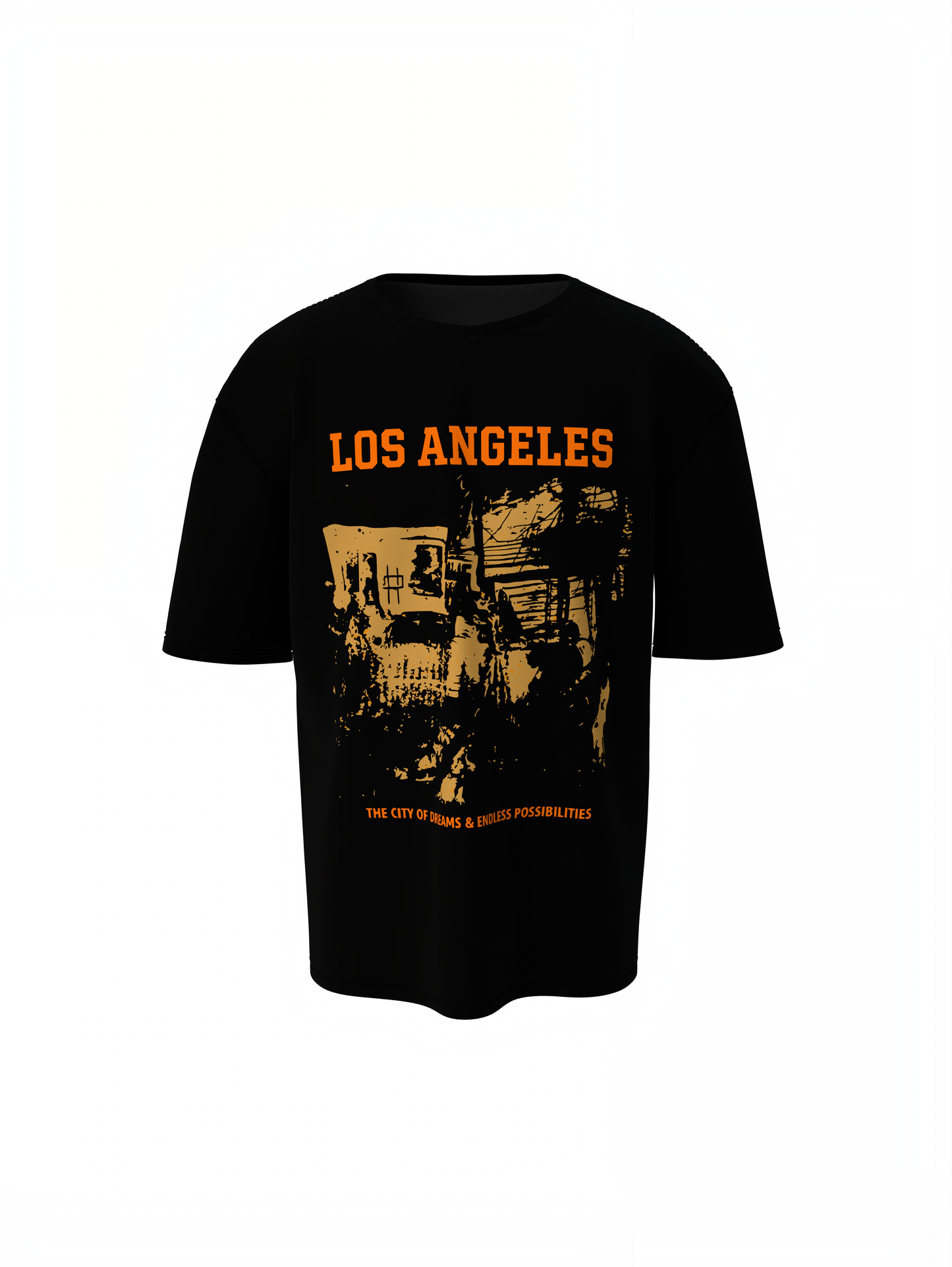 LA City Of Dreams Oversized T-Shirts BLACK Comfortable Fit