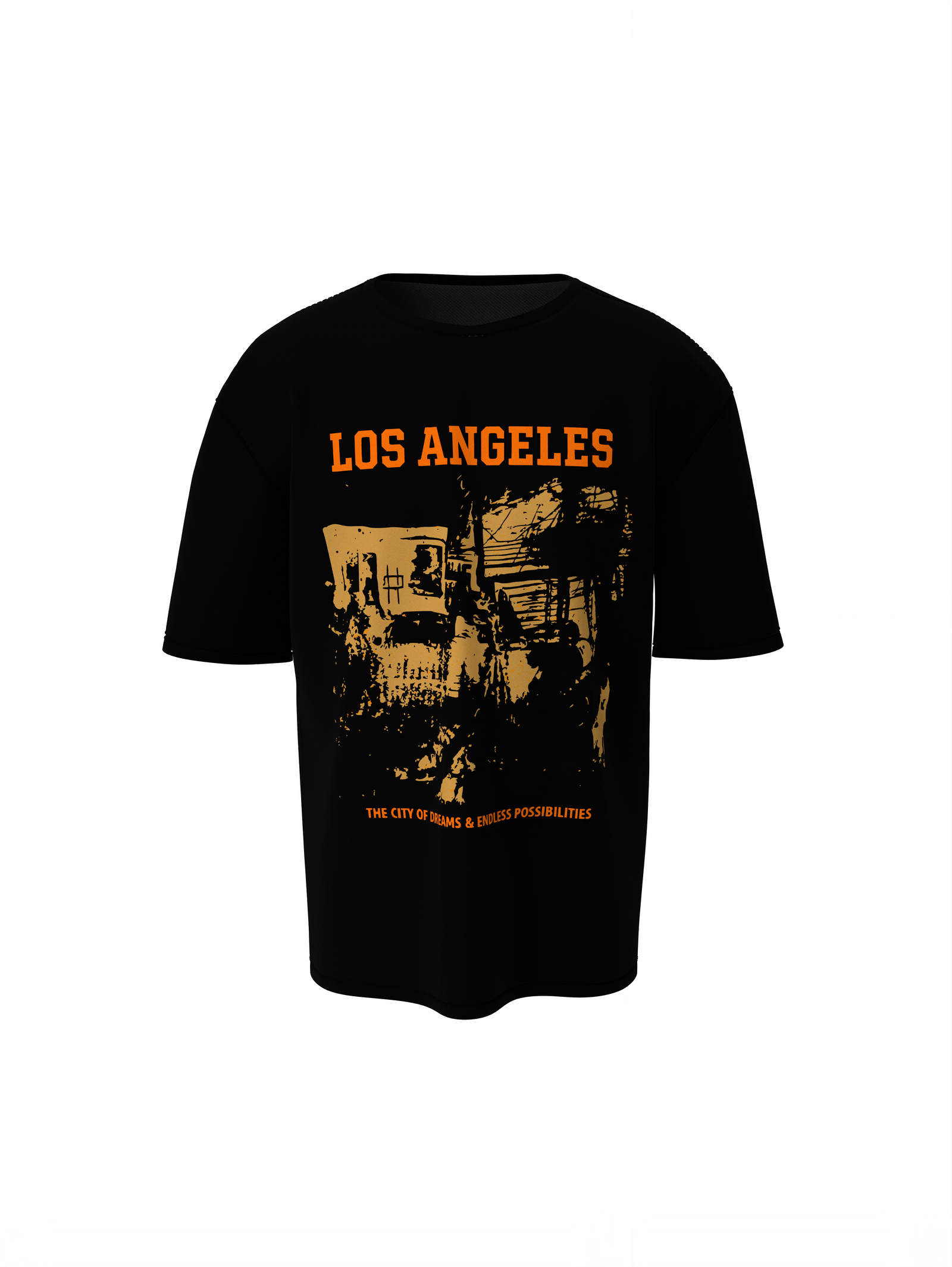 LA City Of Dreams Oversized T-Shirts BLACK Comfortable Fit