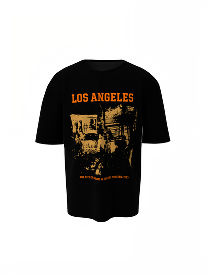 LA City Of Dreams Oversized T-Shirts BLACK Comfortable Fit