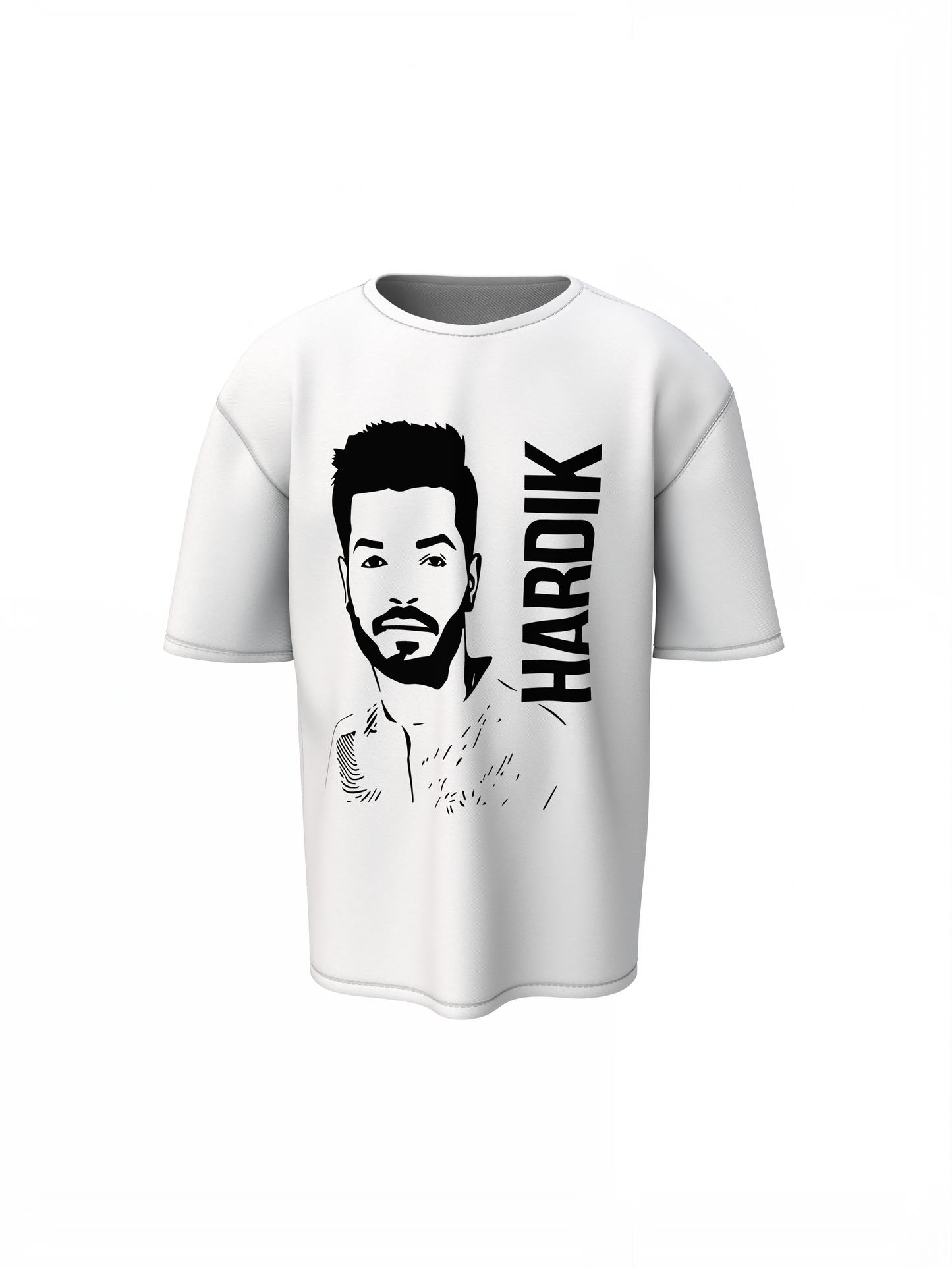 Hardikpandya Portrait Oversized T-Shirts