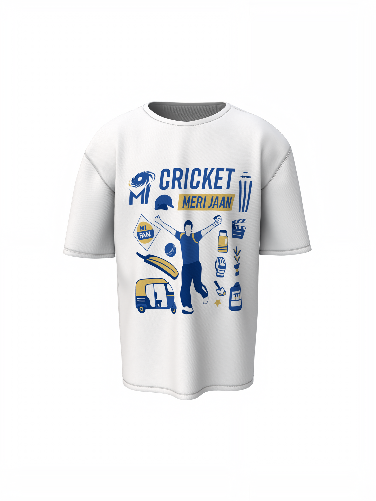 MI Cricket Graphic Oversized T-Shirts