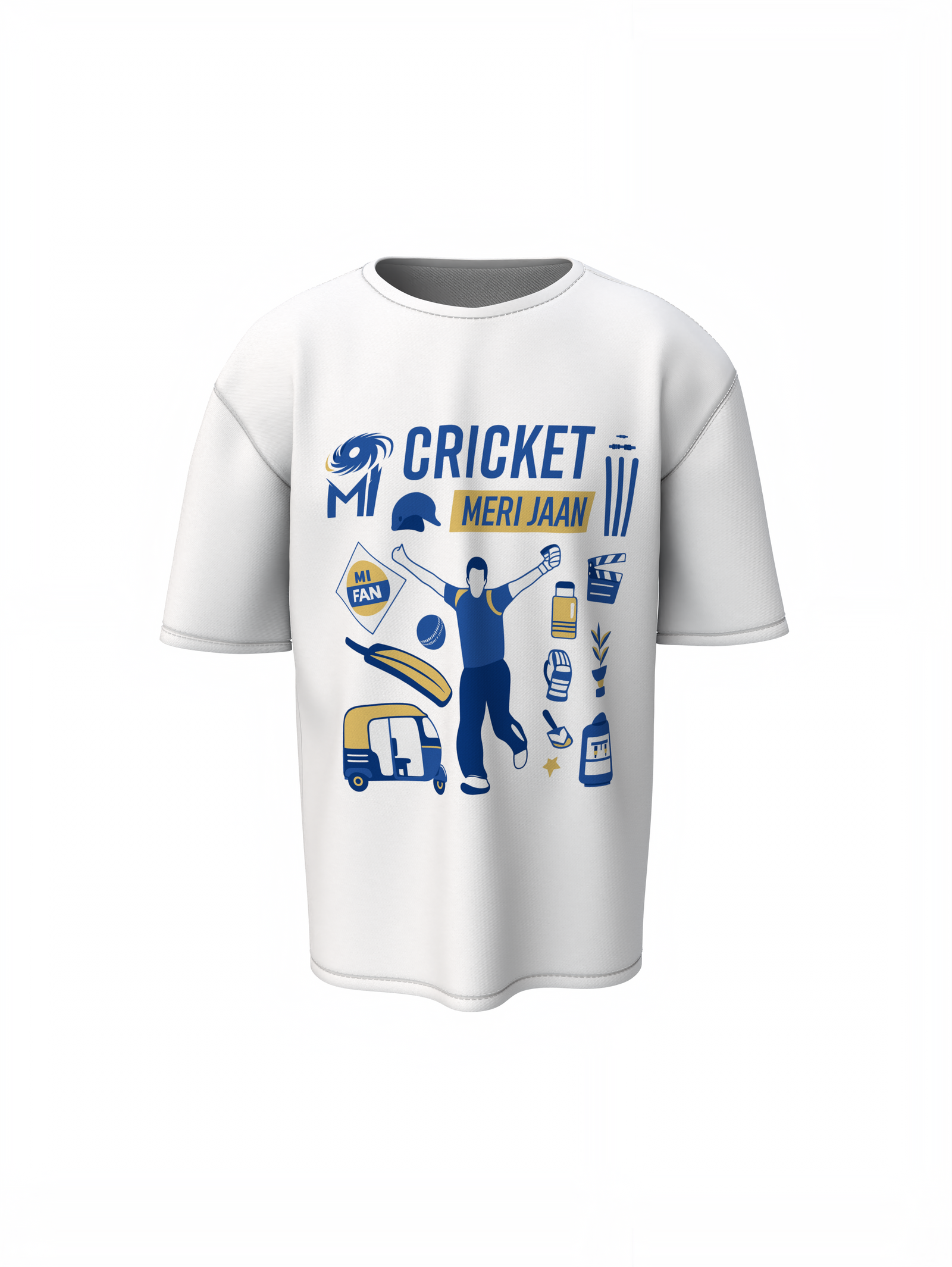 MI Cricket Graphic Oversized T-Shirts