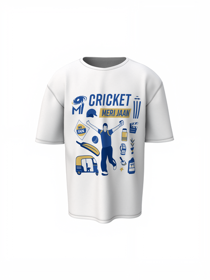 MI Cricket Graphic Oversized T-Shirts