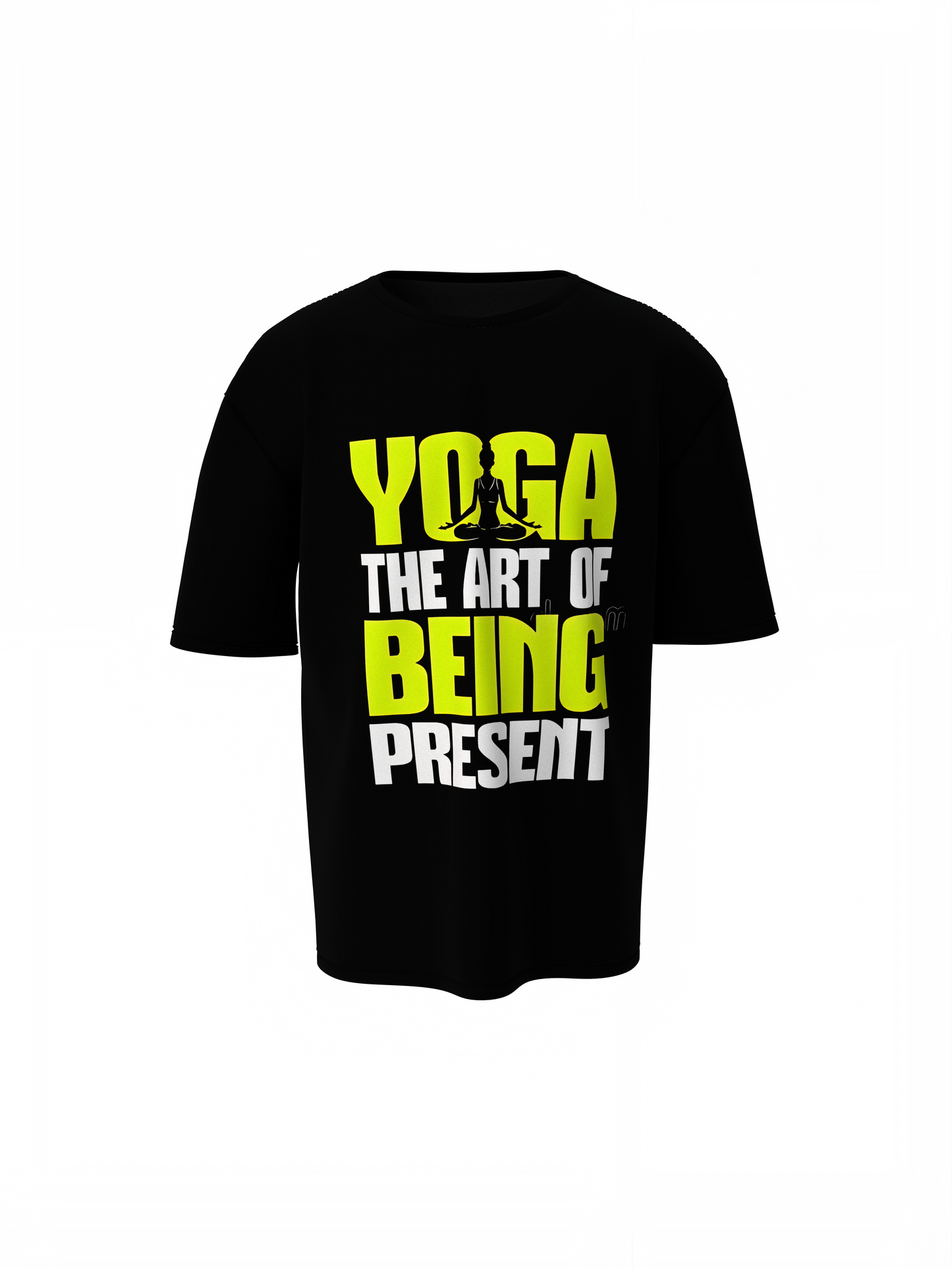 Yoga Line Art Oversized T-Shirt Black for Mindful Daily Wear