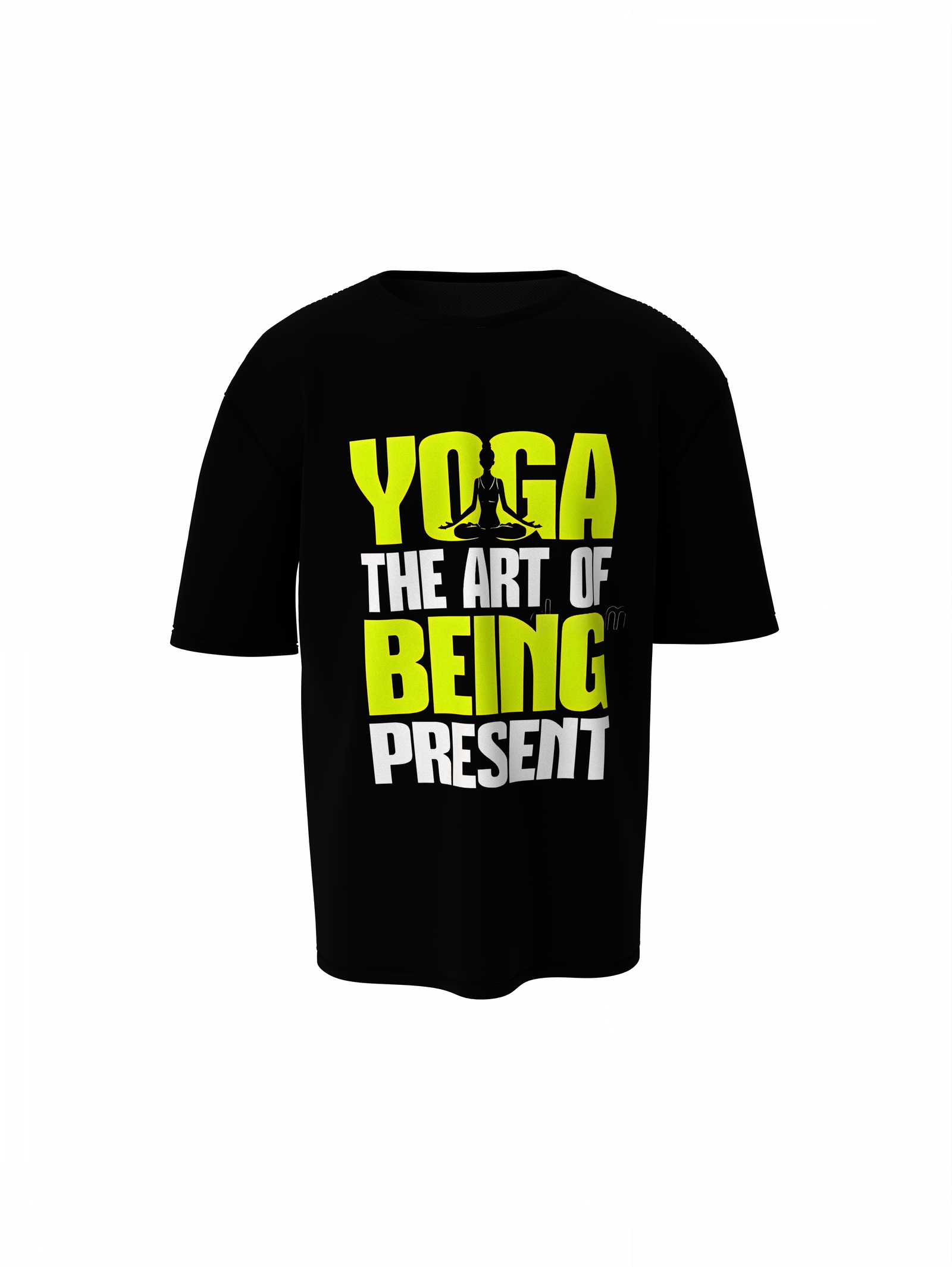 Yoga Line Art Oversized T-Shirt Black for Mindful Daily Wear