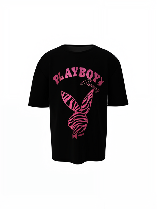 Playboy Collab Black Oversized T-Shirt – Trendy Streetwear Style