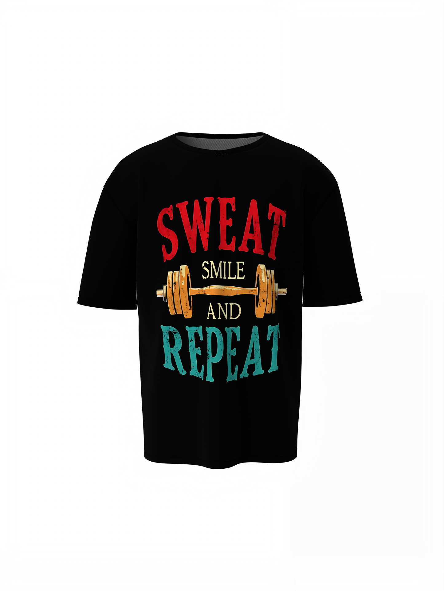 Sweat Smile Repeat Oversized T-Shirt Fitness Streetwear Tee