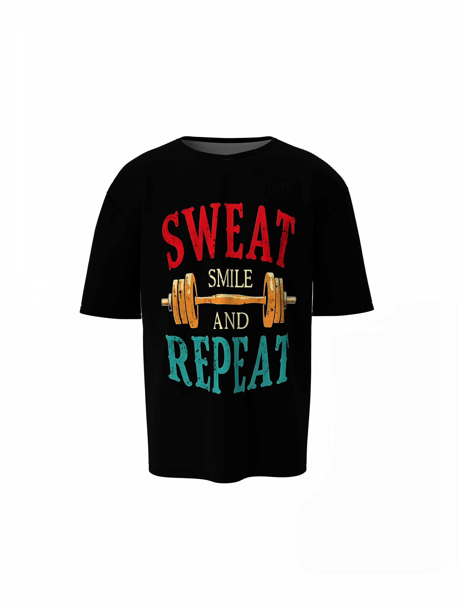 Sweat Smile Repeat Oversized T-Shirt Fitness Streetwear Tee