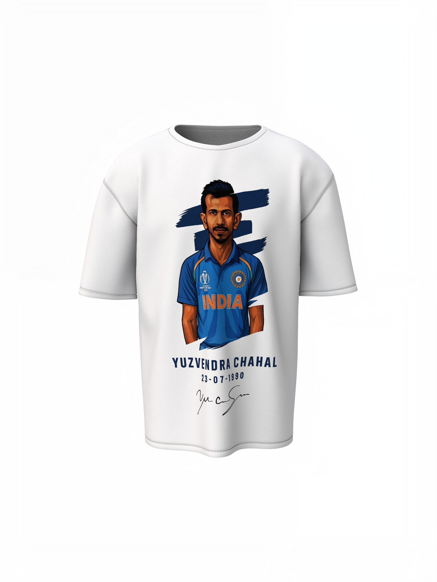 Chahal Autograph Oversized T-Shirt Cricket Fan Style Tee