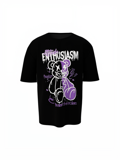 Enthusiasm Bear Oversized T Shirts Trendy Casual Wear