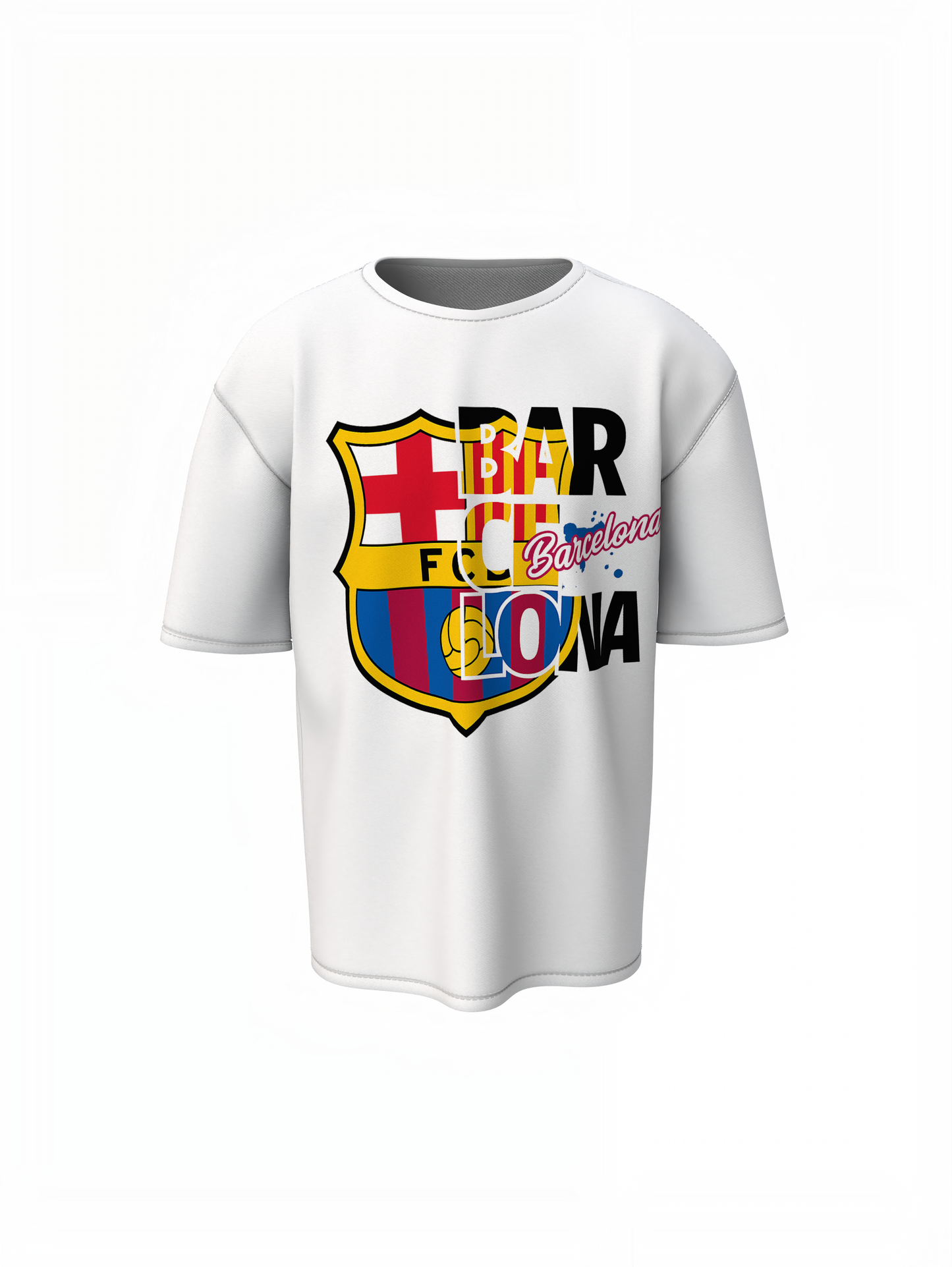 Barcelona Team Oversized T-Shirts Bold Football Streetwear