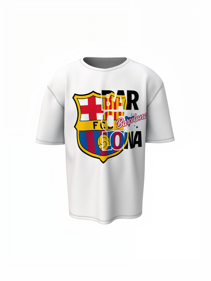 Barcelona Team Oversized T-Shirts Bold Football Streetwear