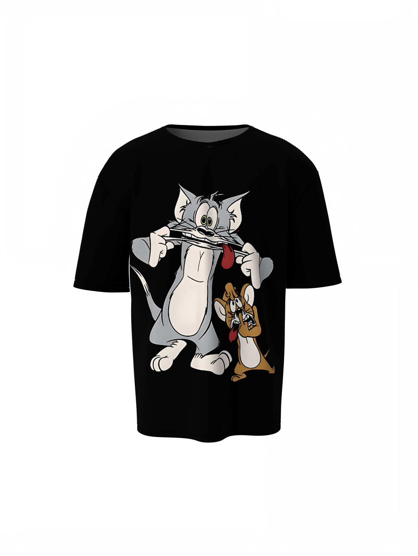 Weird Tom & Jerry Black Oversized T-Shirt for Fan Streetwear