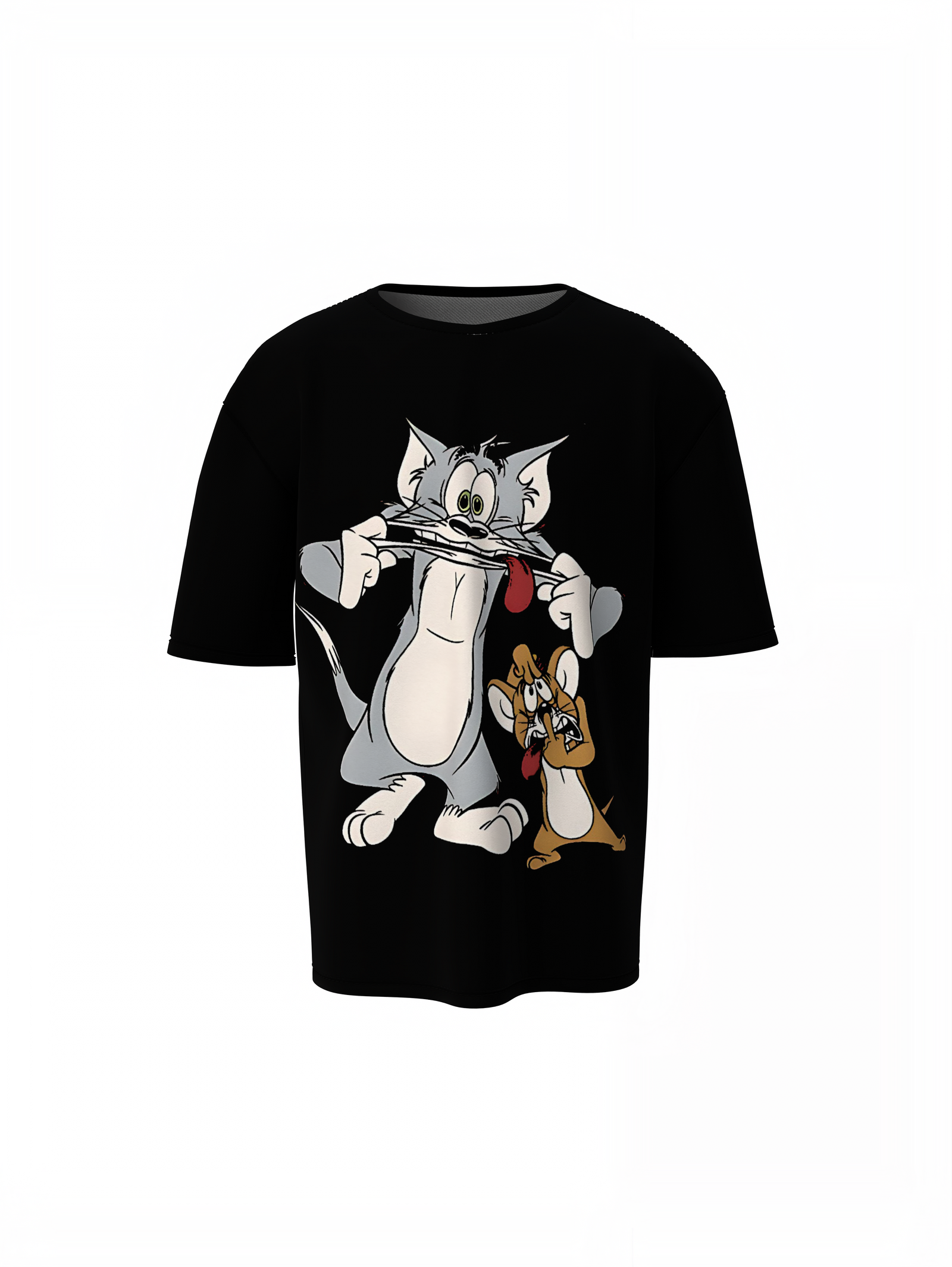 Weird Tom & Jerry Black Oversized T-Shirt for Fan Streetwear