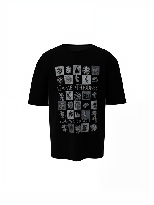 You Win Or You Die Oversized T-Shirt Bold Graphic Style