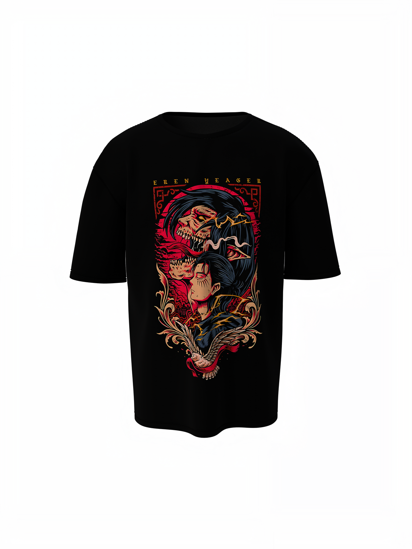Black Yeager Oversized T-Shirt for Bold Anime Streetwear