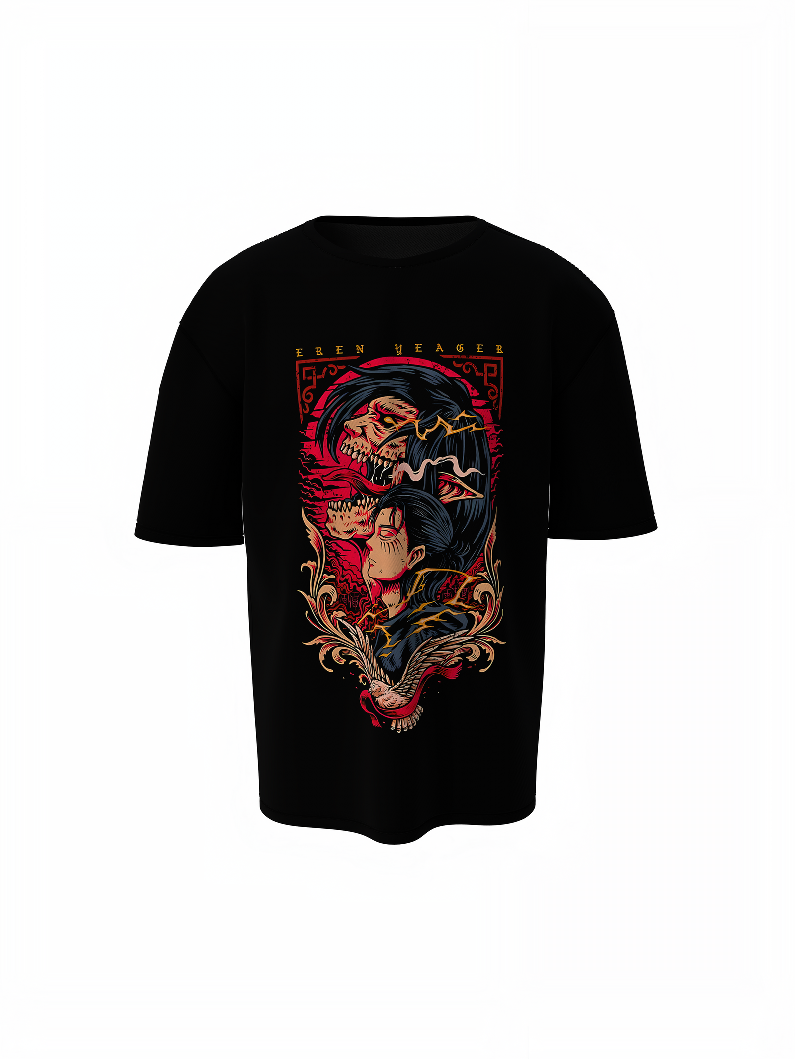 Black Yeager Oversized T-Shirt for Bold Anime Streetwear