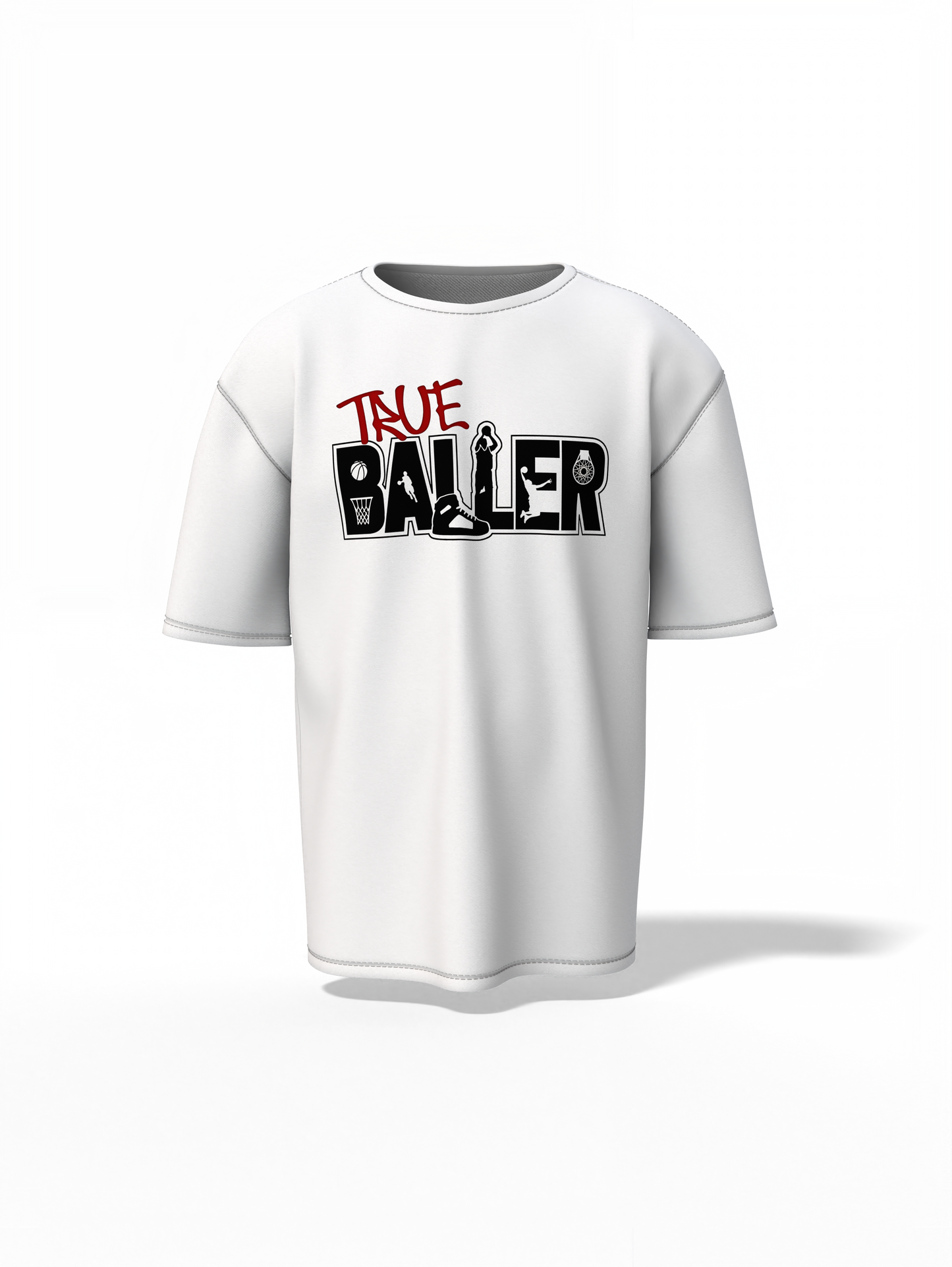 True Baller Oversized T-Shirt Bold Basketball Streetwear Look