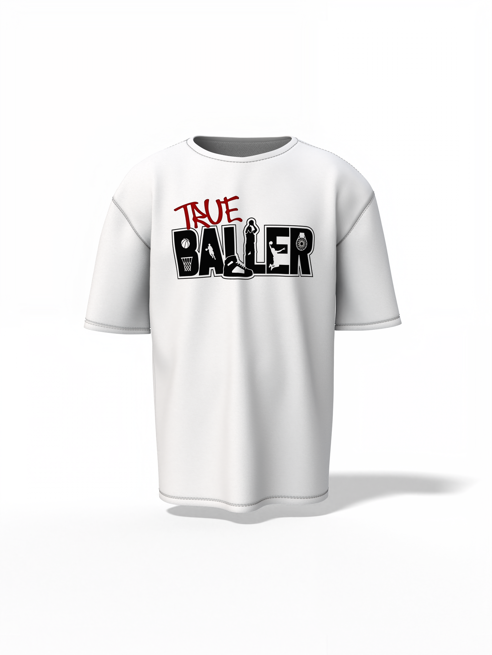 True Baller Oversized T-Shirt Bold Basketball Streetwear Look