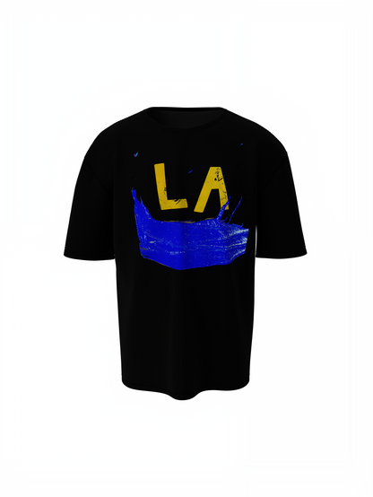 LA Black Oversized T-Shirt Stylish Casual Graphic Wear