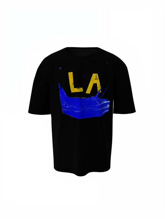 LA Black Oversized T-Shirt Stylish Casual Graphic Wear
