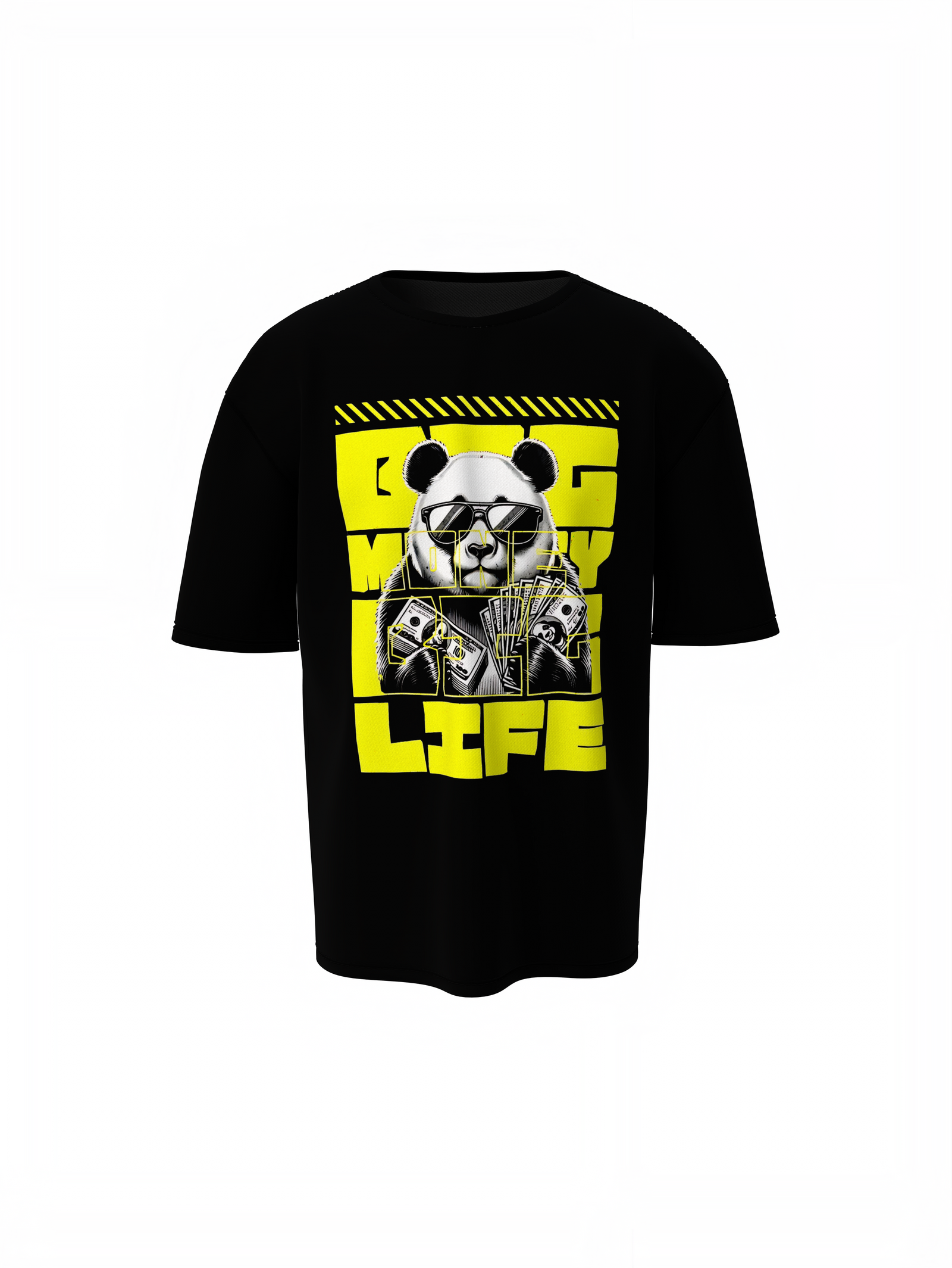 Big Life Panda Oversized T-Shirt Cute Casual Graphic Tee