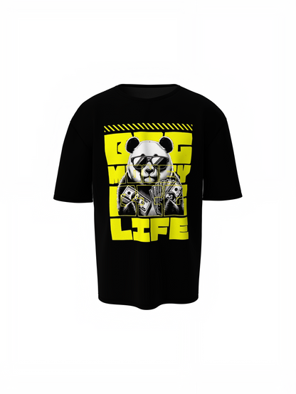 Big Life Panda Oversized T-Shirt Cute Casual Graphic Tee