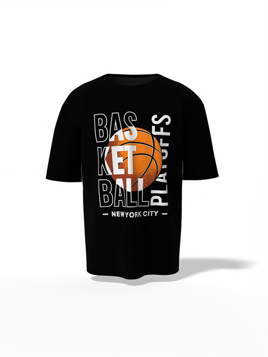 Playoff Black Oversized T-Shirt – Bold Streetwear Graphic Tee