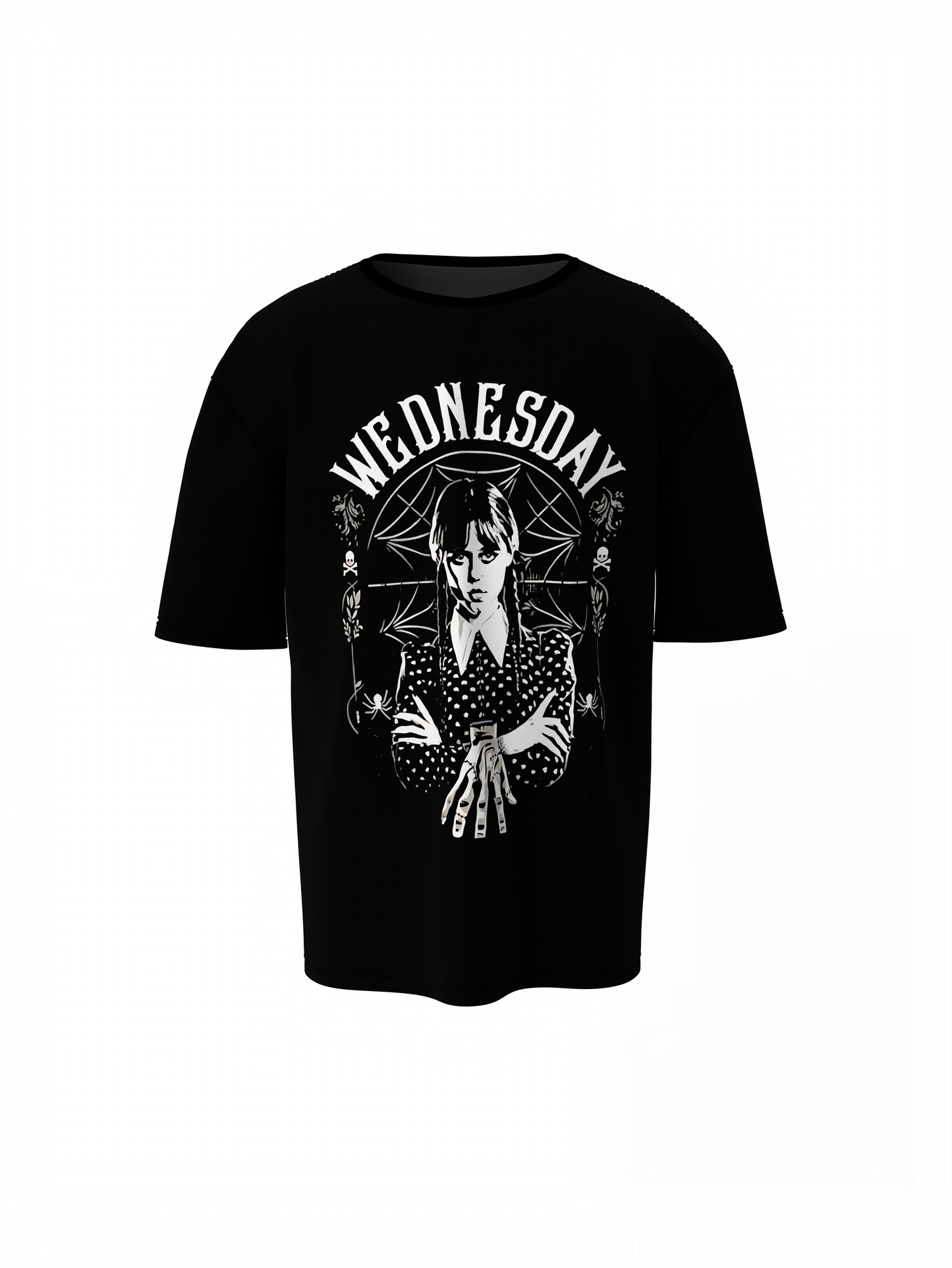 Black Wednesday Addams Graphic Oversized T-Shirt Street Style