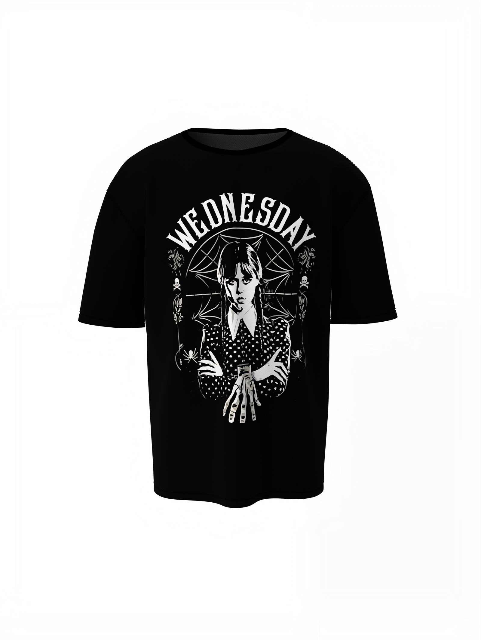 Black Wednesday Addams Graphic Oversized T-Shirt Street Style