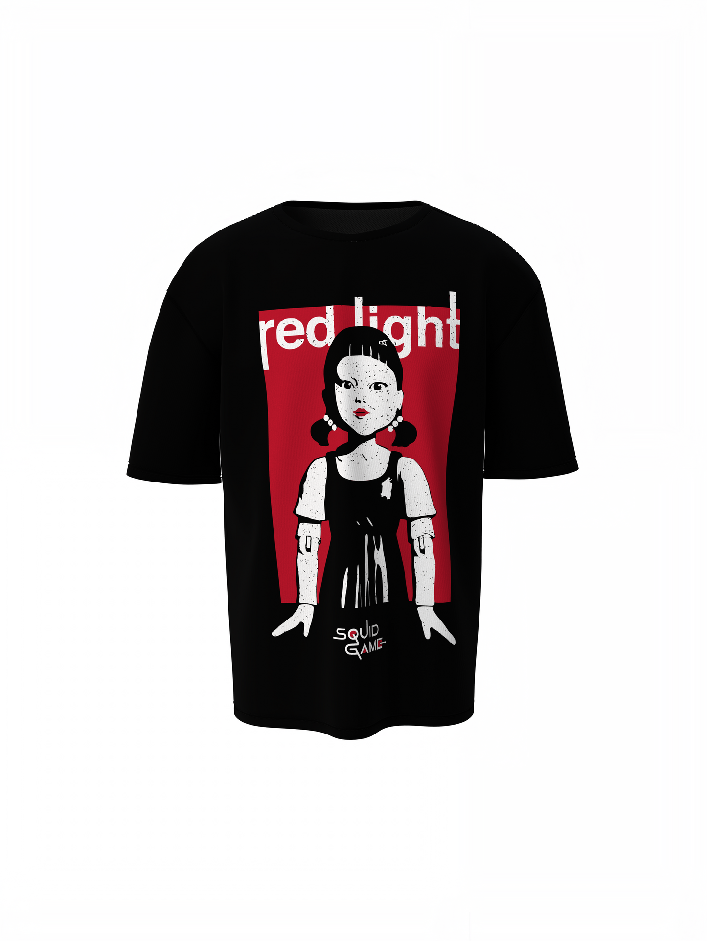 Oversized T-Shirt Red Light Black Streetwear Style Tee