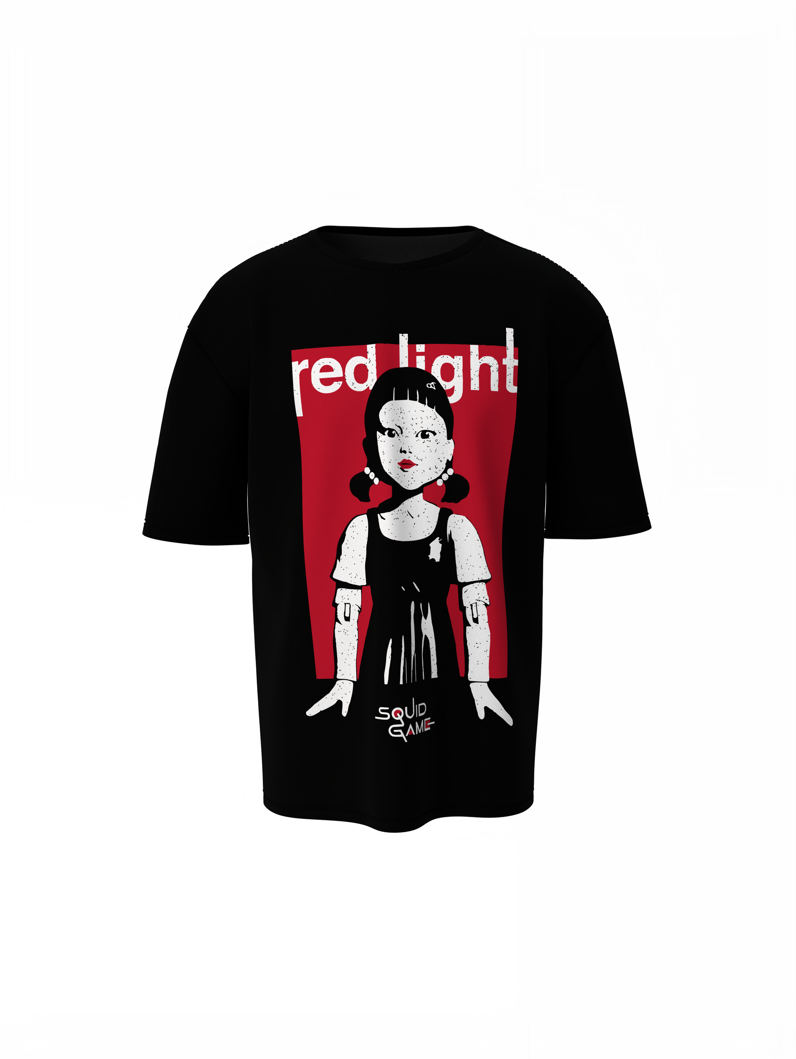 Oversized T-Shirt Red Light Black Streetwear Style Tee