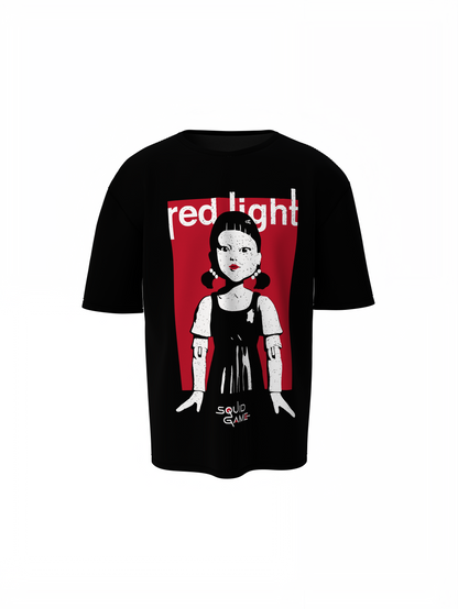 Oversized T-Shirt Red Light Black Streetwear Style Tee